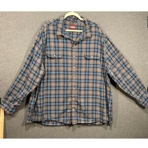 Alesbury Mens 3XL Plaid Button Down Shirt Blue Grey Long Sleeve Flannel Style
